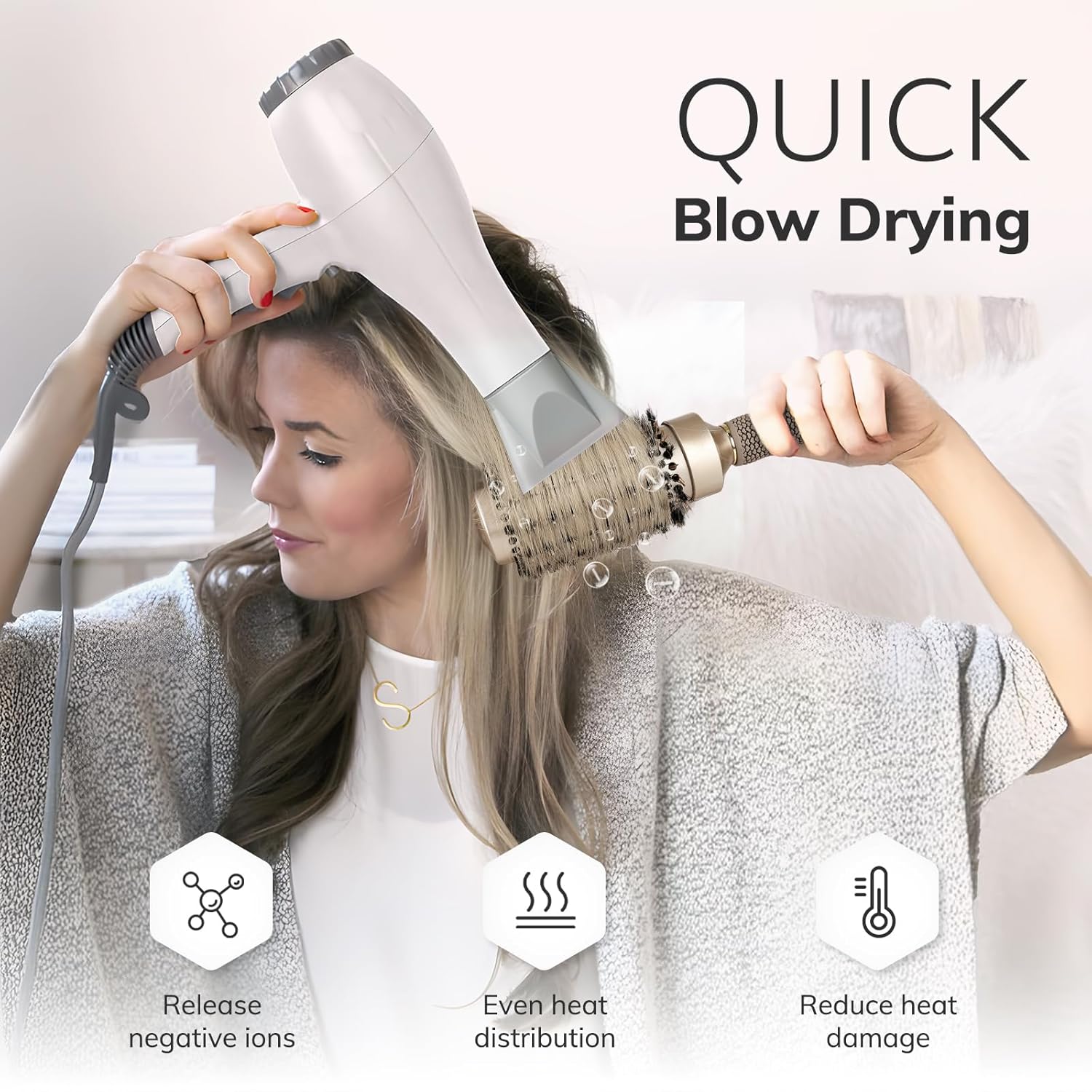 Buy now Round Brush for Blow Drying, Nano Thermal Ceramic & Ionic Tech Hair Brush with Boar Bristles, Professional Round Barrel Brush for Styling, Curling & Straightening by Sndyi (2.9 Inch, Barrel 1.7 Inch) at indiglob india