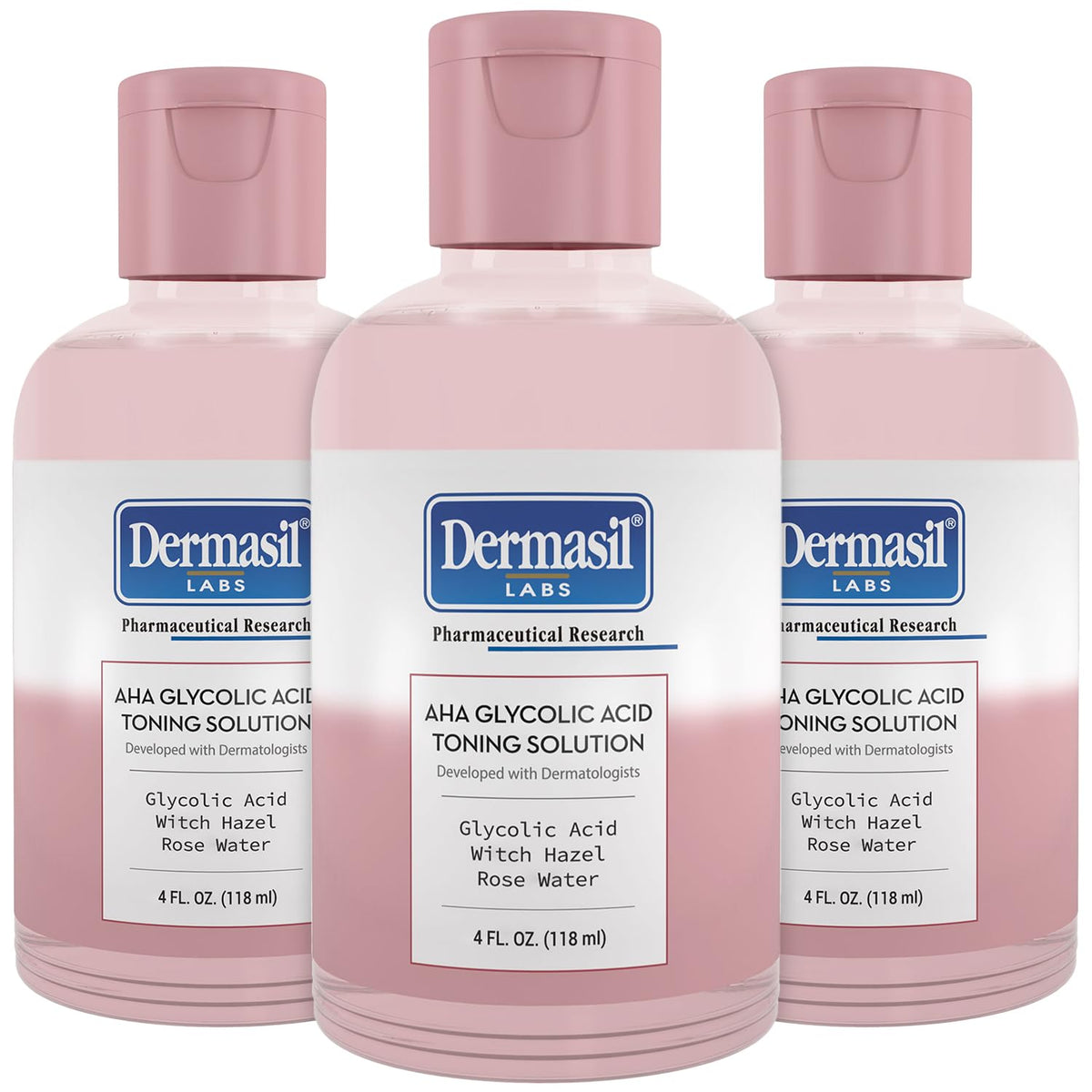 Dermasil Rose Water Toner for Face 3-Pack, 4 Oz Ea