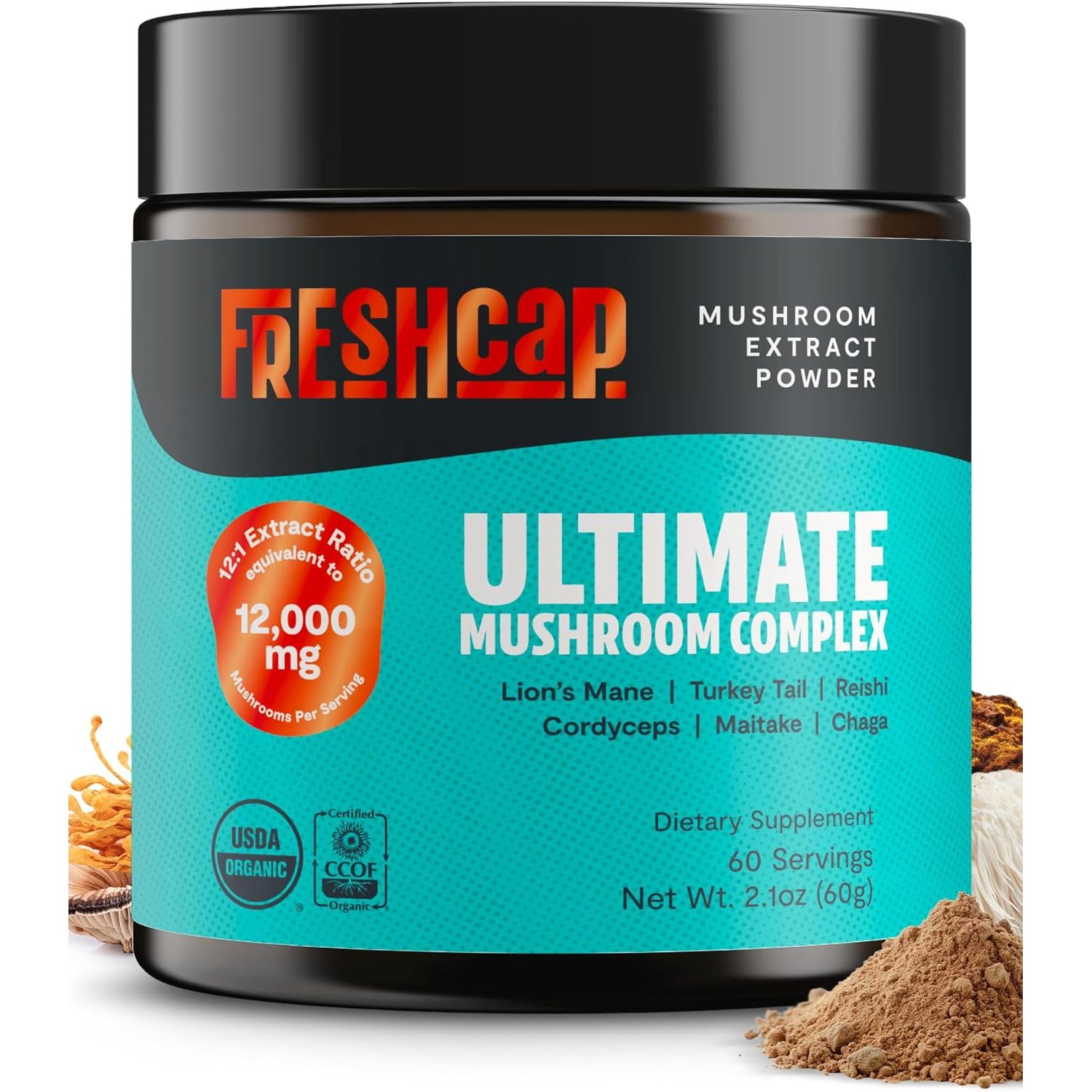 Buy now FreshCap Mushrooms Lions Mane Supplement Powder 14,000mg - Lions Mane Extract, Mushroom Supplement for Focus & Memory, Organic Lions Mane Powder (60 Servings) 60 Servings Ultimate Mushroom Complex at indiglob india