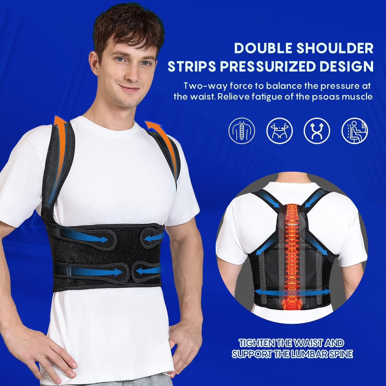 Buy now Posture Corrector for Women and Men, Adjustable Back Brace & Straightener for Scoliosis - Hunchback Correction - Back Pain/Spine Corrector/Back Support and Posture Trainer (Small) at indiglob india