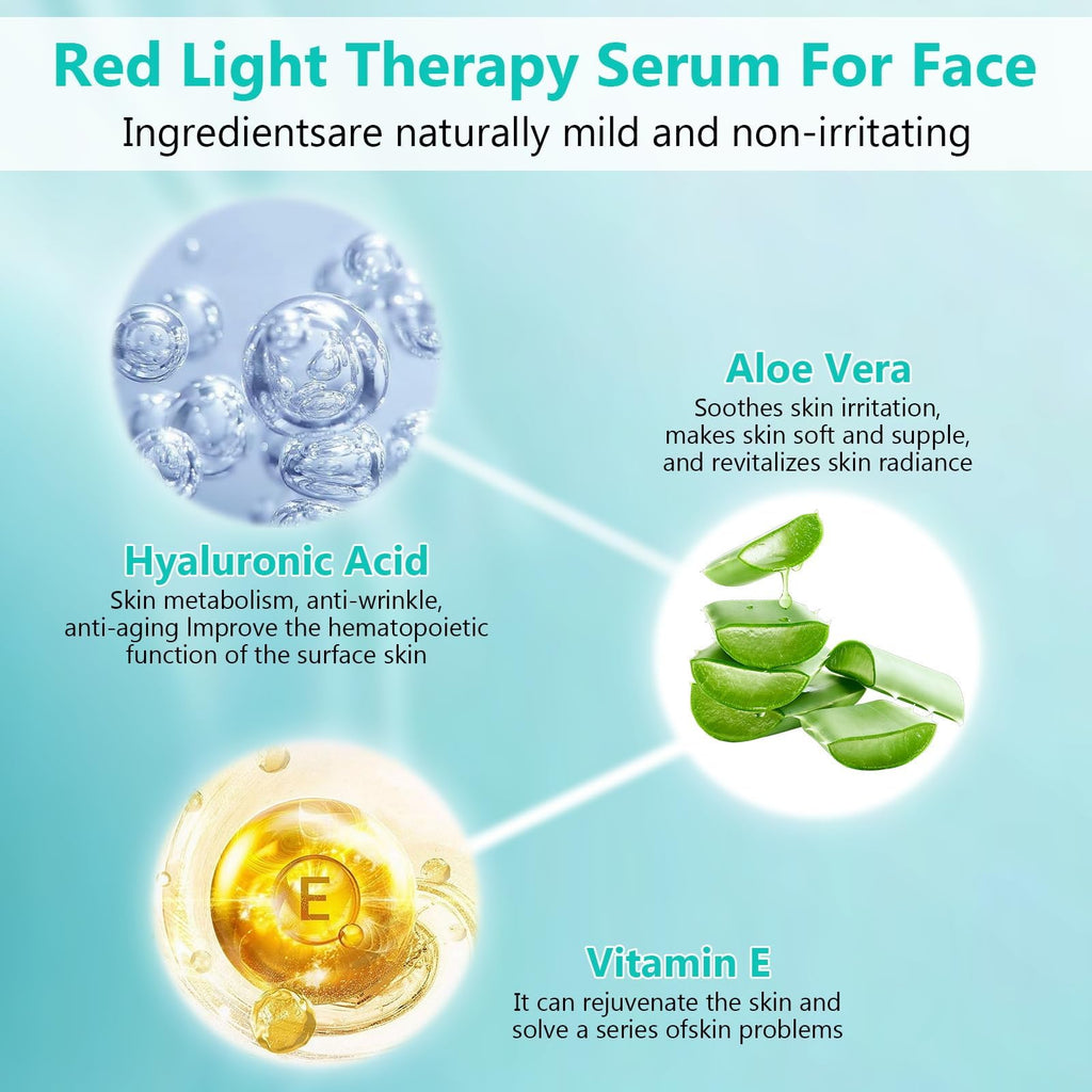 Red Light Therapy Activation Serum, Red Light Therapy Serums for Face and Neck, Hydrating Serum for Face, Facial Serums Anti Aging and Reduce Wrinkles, Pure Formula Facial Serum for Women, 1OZ