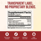 Ancient Bliss Berberine HCL 1200mg with Ceylon Cinnamon, Bitter Melon, and Green Tea Extract - 120 Capsules
