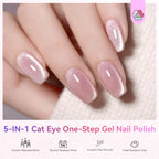 Display of manicured nails with SAVILAND One-Step Gel Nail Polish Pens, featuring a soft, glossy finish and cat eye effect.