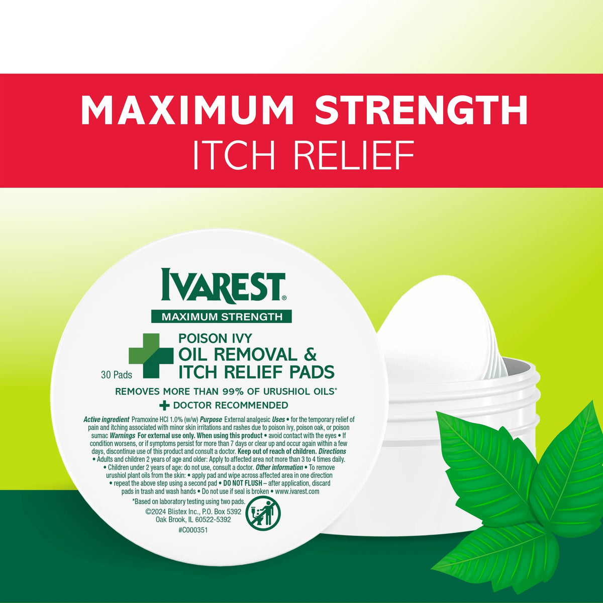Ivarest Poison Ivy Relief Pads, Fast-Acting Medicated Treatment, 30 Count