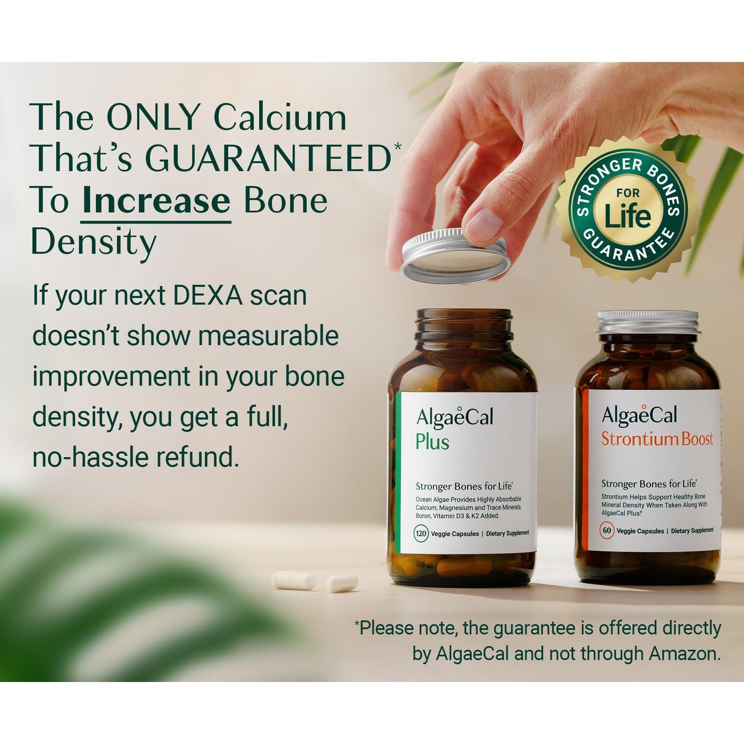 ALGAECAL Bone Builder Pack, Calcium + Strontium for Bone Density, 1 Month | Plant calcium (720mg) plus strontium, D3 (1600IU), K2 (100mg), magnesium (350mg) & 16 nutrients for bone density support.
