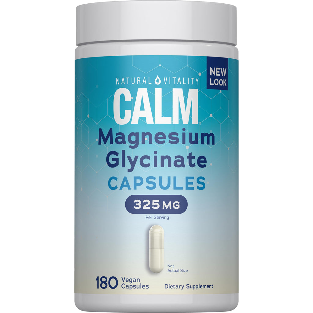 Natural Vitality Calm Magnesium Glycinate Capsules | High Absorption Formula | Gluten Free & Non-GMO Supplement | 180 Count