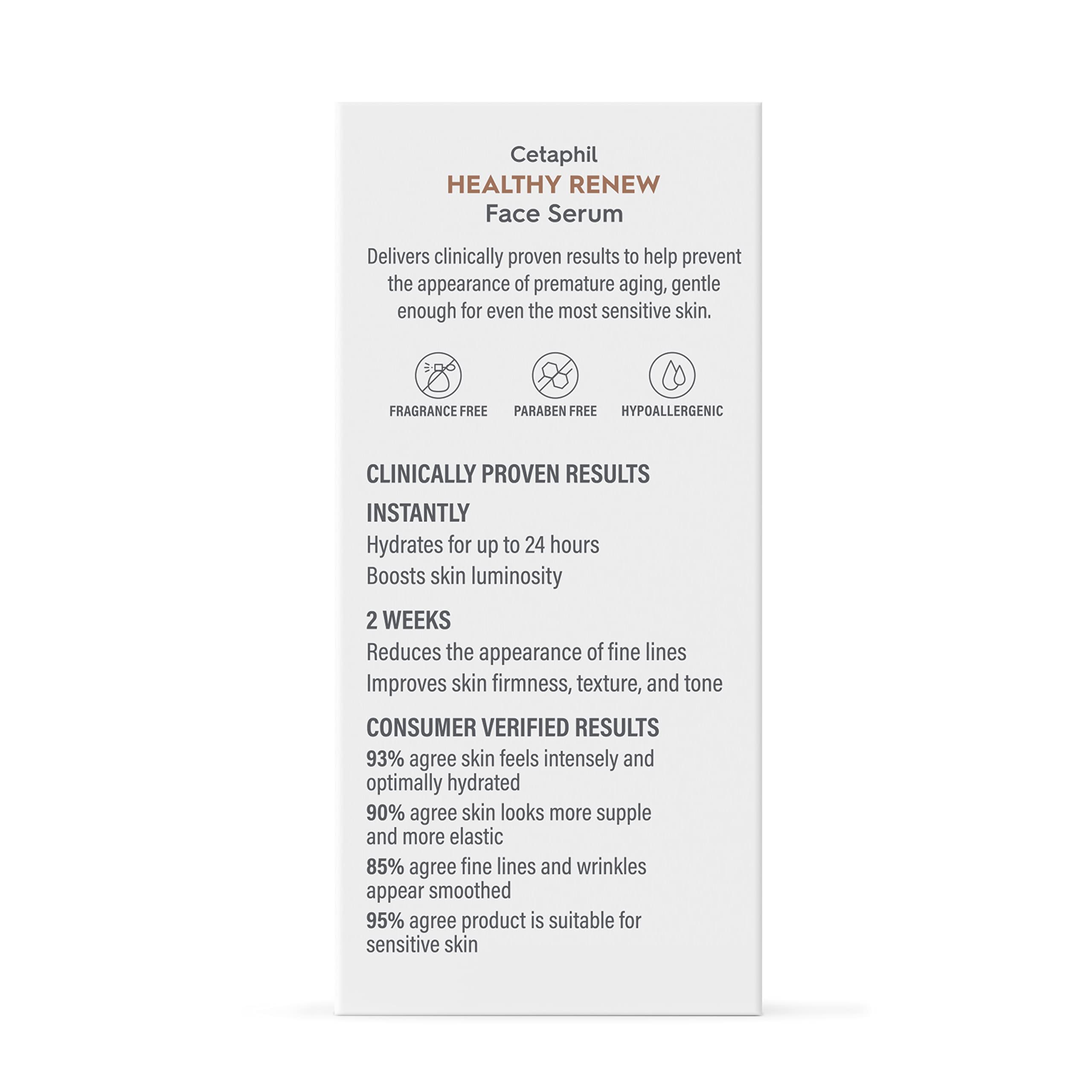 Cetaphil Healthy Renew Anti-Aging Face Serum, Peptides, Retinol-Free, 1oz | Retinol Alternative, Niacinamide & Peptides, Fragrance Free, Sensitive Skin, Vitamin B Complex, Firms And Smooths