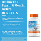 Buy now Doctor's Best Betaine HCI Pepsin & Gentian Bitters, Digestive Enzymes for Protein Breakdown & Absorption, Non-GMO, Gluten Free, 360 Count (Pack of 1) at indiglob india