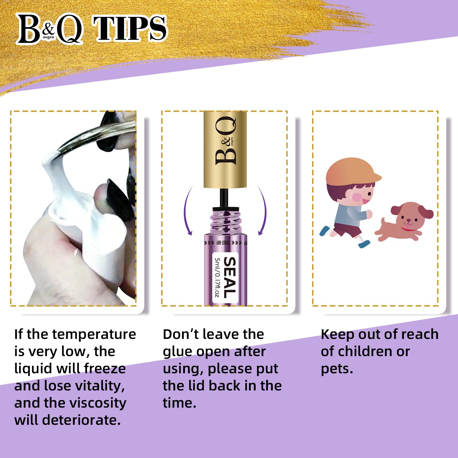 B&Q Lash Bond and Seal Waterproof,Lash Cluster Glue 10ML Strong Hold(White) | Sensitive Eyes Eyelash Glue for Clusters, DIY Lashs Glue Strong Hold, Long Lasting 3-7days Home Use, For Cluster/ Individual