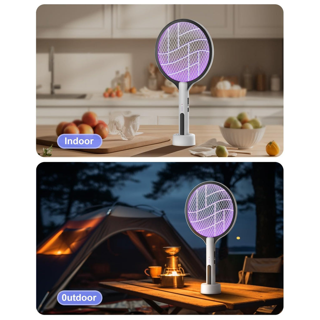 2PACK Electric Fly Swatter 4500V Bug Zapper Racket, 2 in 1 Handheld Fly Zapper & Purple Mosquito Killer Rechargeable and 3-Layer Safety for Indoor Home Office Backyard Patio Camping