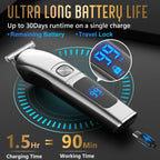 Ufree Beard Trimmer for Men, Waterproof Electric Razor, Grooming Kit | Stainless steel blades, six interchangeable heads, wet and dry use, USB rechargeable, for face body nose ear trimming, silver