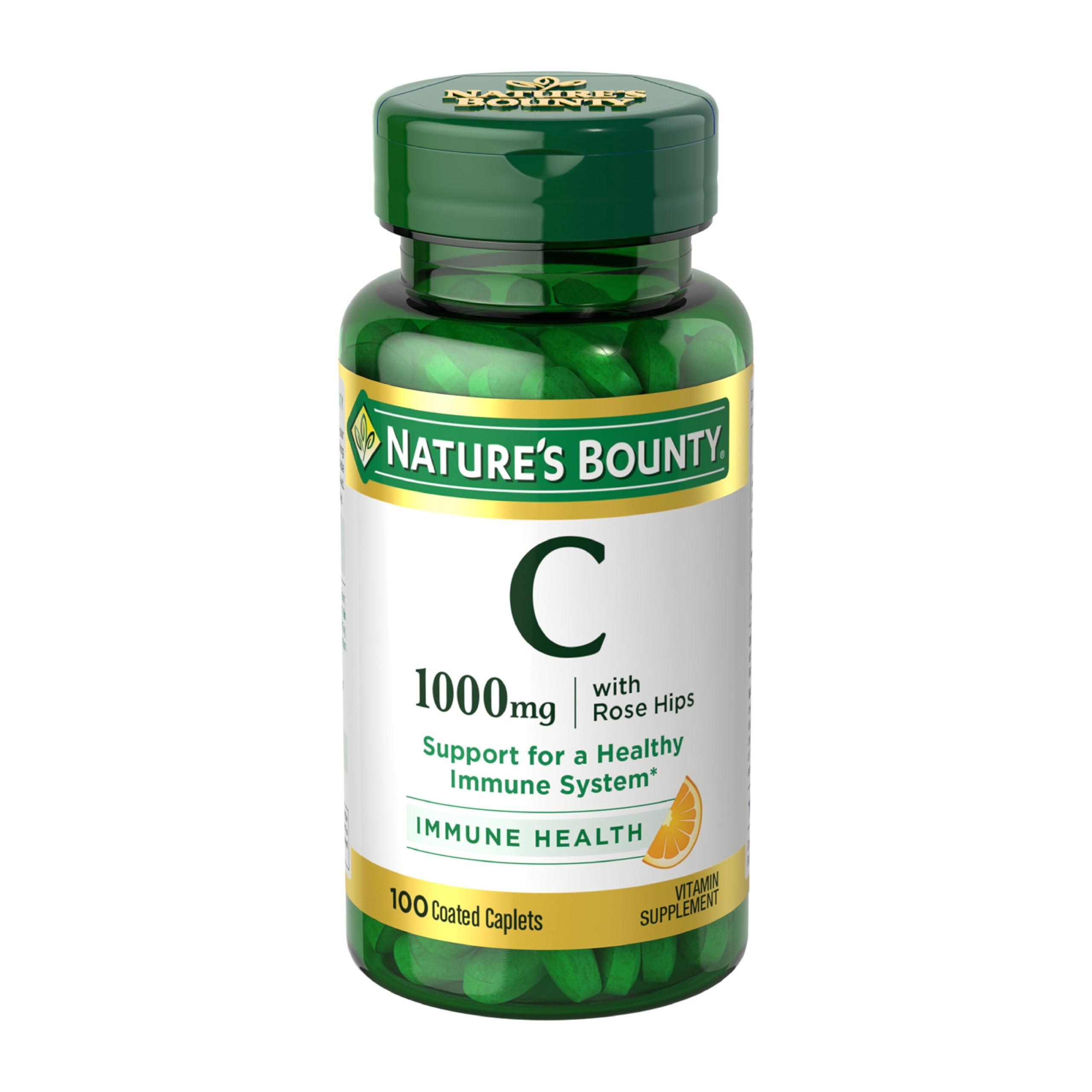 Nature's Bounty Vitamin C + Rose Hips, Vegetarian Caplets, 100 Count