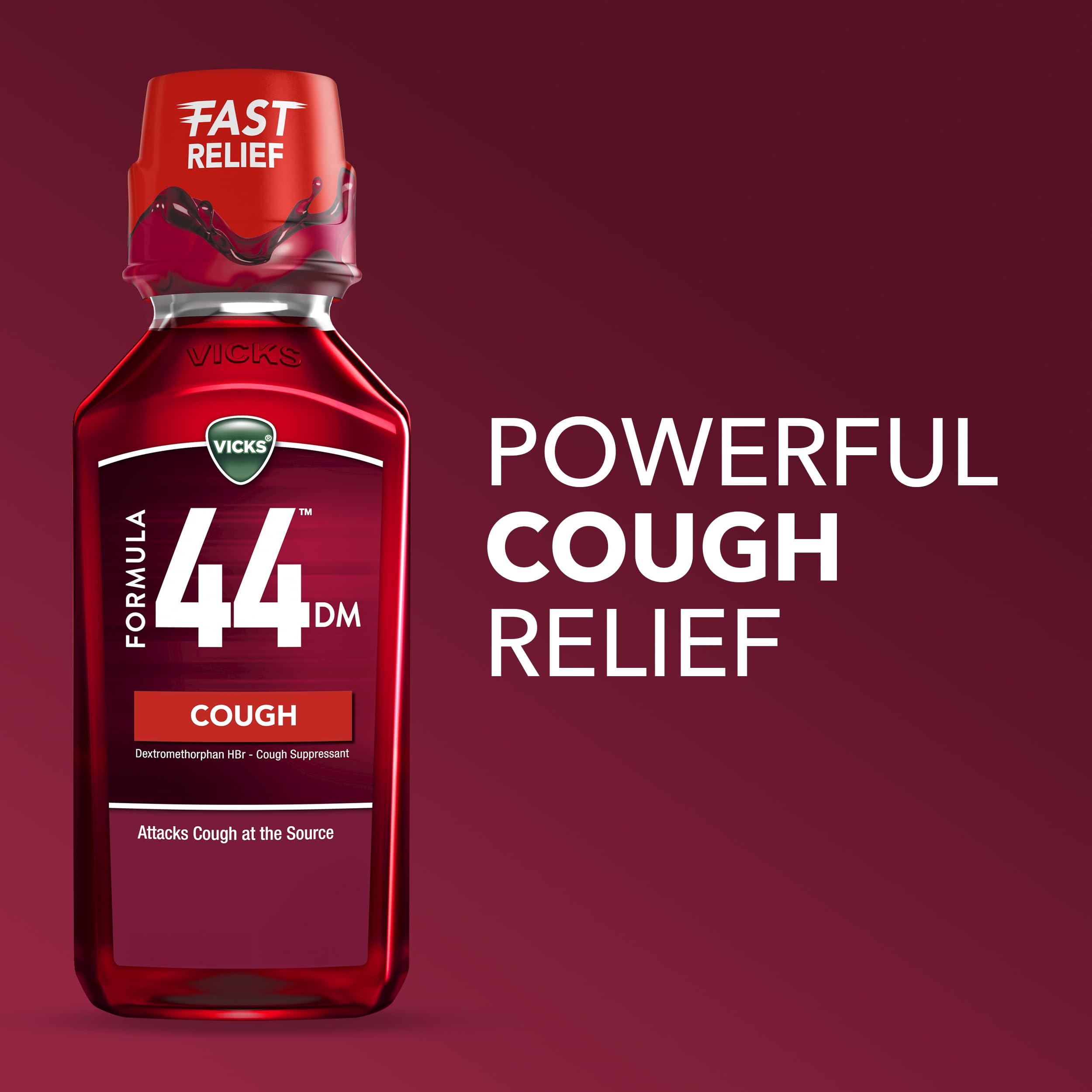 Buy now Vicks Formula 44 DM Cough Liquid, Over-The-Counter Medicine, Day or Night, Cough Syrup, Powerful Cough Relief, Lasts Up to 8 Hours, Cough Suppressant, Berry Flavor, 12 FL OZ at indiglob india