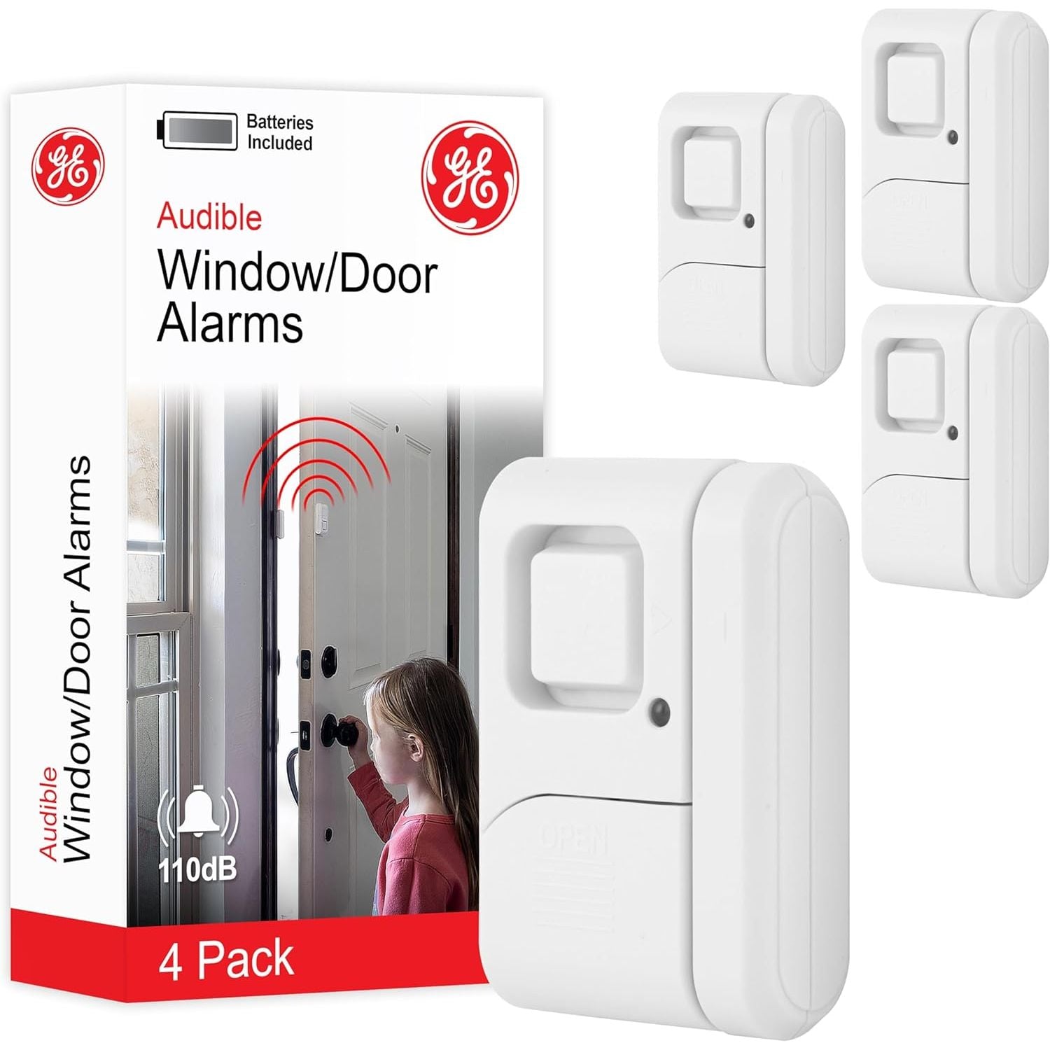 Buy now GE Personal Security Window and Door Alarm, 4 Pack, DIY Protection, Burglar Alert, Wireless Chime/Alarm, Easy Installation, Home Security, Ideal for Home, Garage, Apartment and More, White, 45174 Default at indiglob india