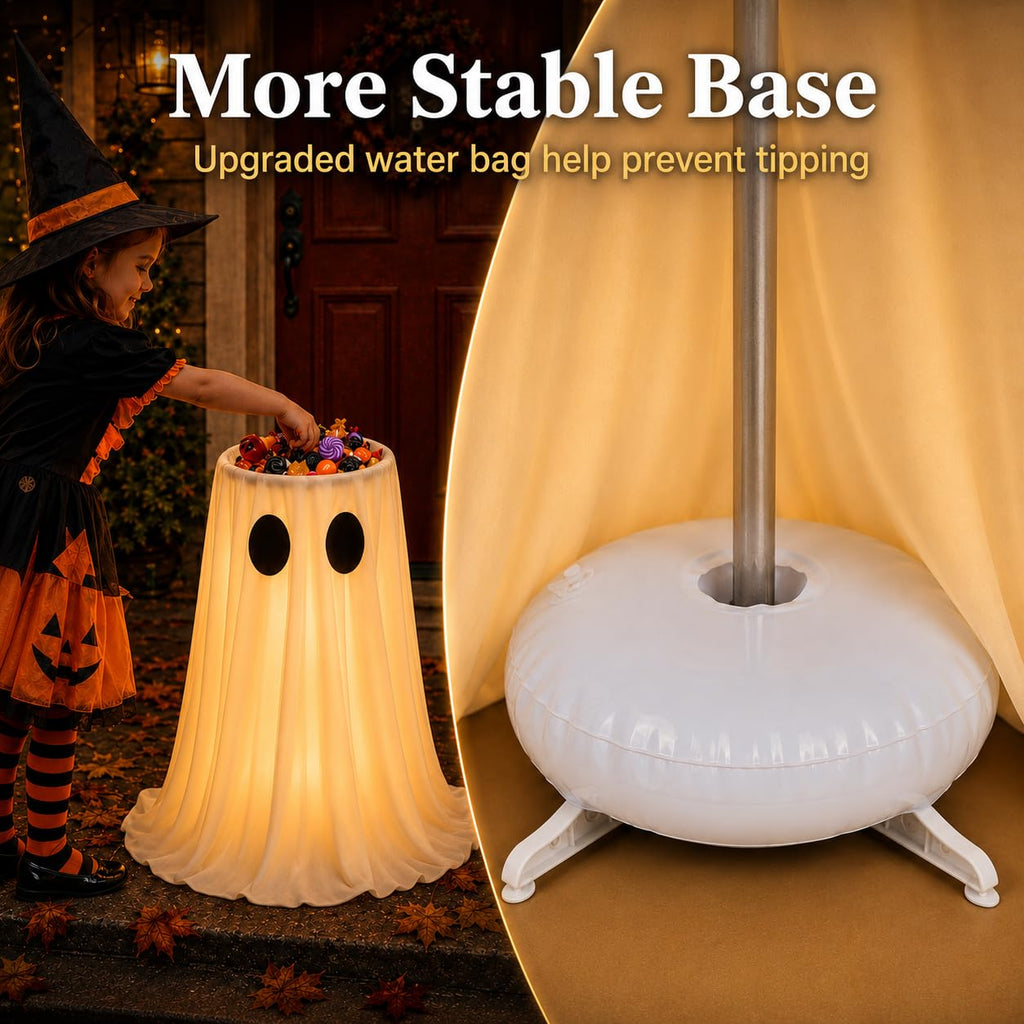 30 in Large-Capacity Lighted Halloween Ghost Candy Bowl with Timer Remote