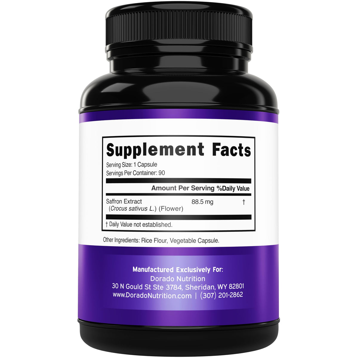 Saffron Supplements for Mood, Energy & Vision Support (3 Month Supply) Pure Saffron Extract 88.5mg Per Serving - Vegan Safe, Gluten Free, Third Party Tested & Non GMO - USA Made (90 Veggie Capsules)