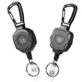 SHENGXIN 2 Pack Retractable Keychain Heavy Duty Carabiner Badge Holder, Tactical ID Badge Reel with 32” Steel Retractable Cord, 8.0 OZ