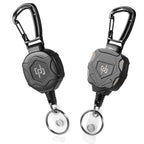 SHENGXIN 2 Pack Retractable Keychain Heavy Duty Carabiner Badge Holder, Tactical ID Badge Reel with 32” Steel Retractable Cord, 8.0 OZ