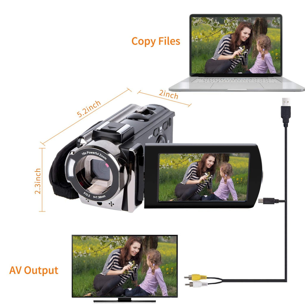 Buy now Video Camera Camcorder Digital Camera Recorder Full HD 1080P 15FPS 24MP 3.0 Inch 270 Degree Rotation LCD 16X Zoom Camcorder with 2 Batteries(604s) at indiglob india