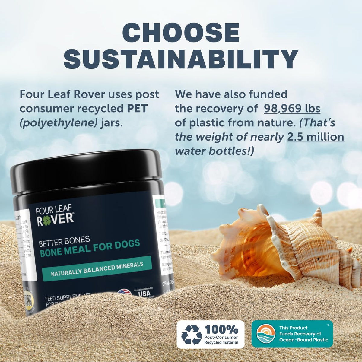 Four Leaf Rover Better Bones Bone Meal for Dogs, Dog Calcium Supplement
