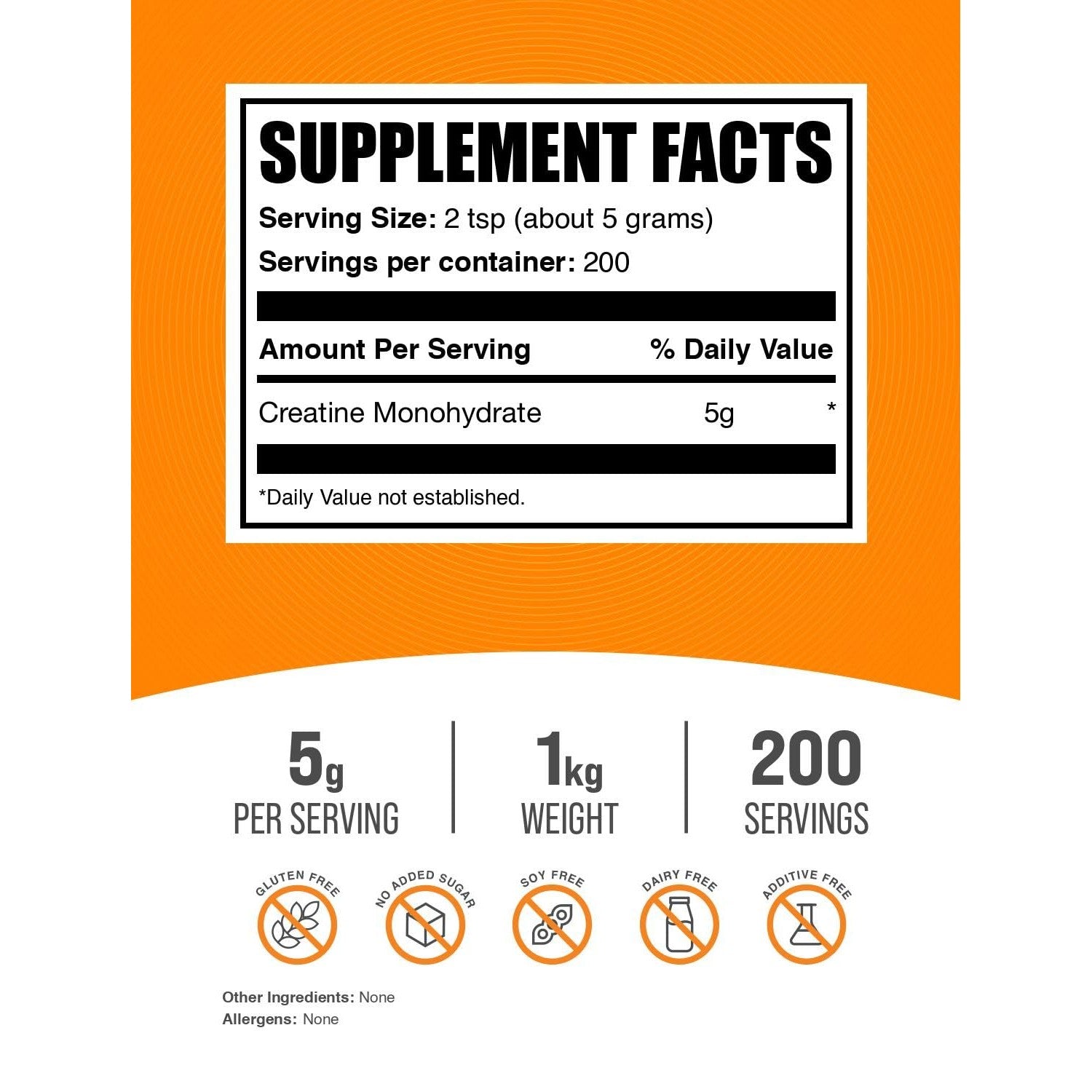 BulkSupplements.com Creatine Monohydrate Powder - Micronized Creatine Powder, Unflavored - Pure & Gluten Free, 5g (5000mg) per Servings, 1kg (2.2 lbs) (Pack of 1)