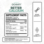 Organics Ocean Better Calcium - Organic Red Algae Calcium with Vitamin D3 and K2 Supplements - Supports Bone Structure, Joint Comfort & Encourages Healthy Aging - Plant-Based, Non-GMO - 6 Pack