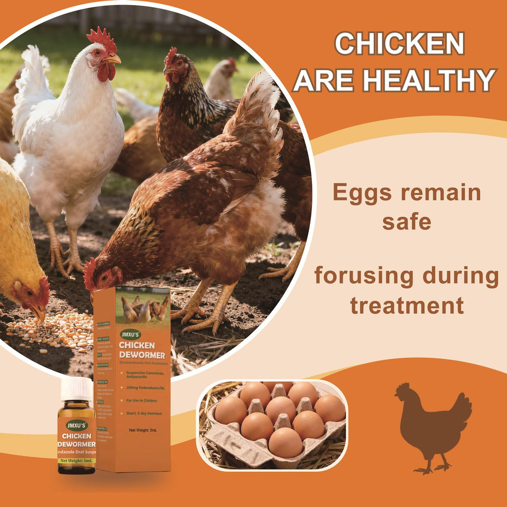 Chicken Dewormer Fenbendazole Oral Suspension, Chicken Antiparasitic, 5 ml