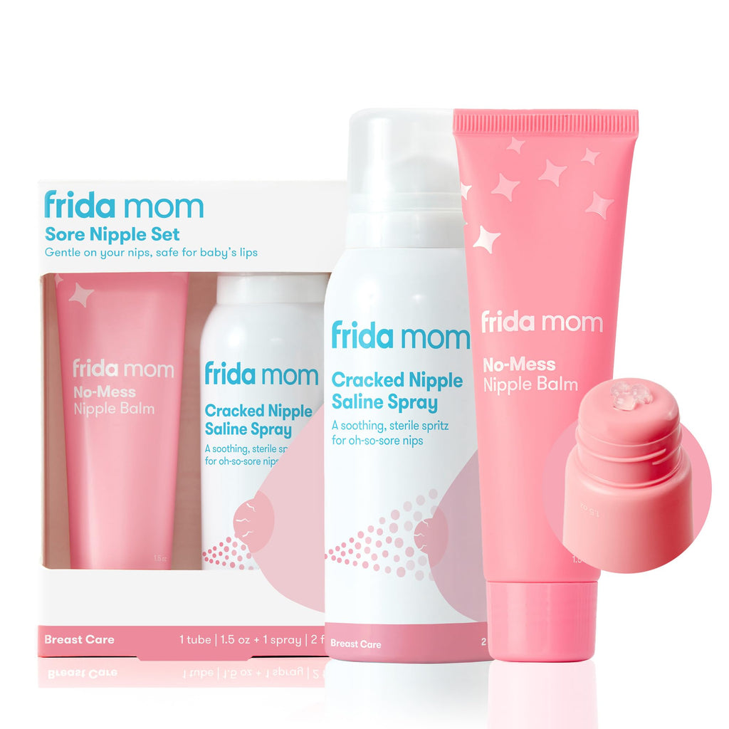 Frida Mom Nipple Cream and Saline Spray Set, Breastfeeding Essentials, 2pc