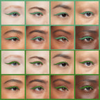 Showcasing 15 diverse eye looks with Kaely 2Pcs Gel Eyeliner Pencil in vibrant green, ideal for enhancing your style. Premium imported!