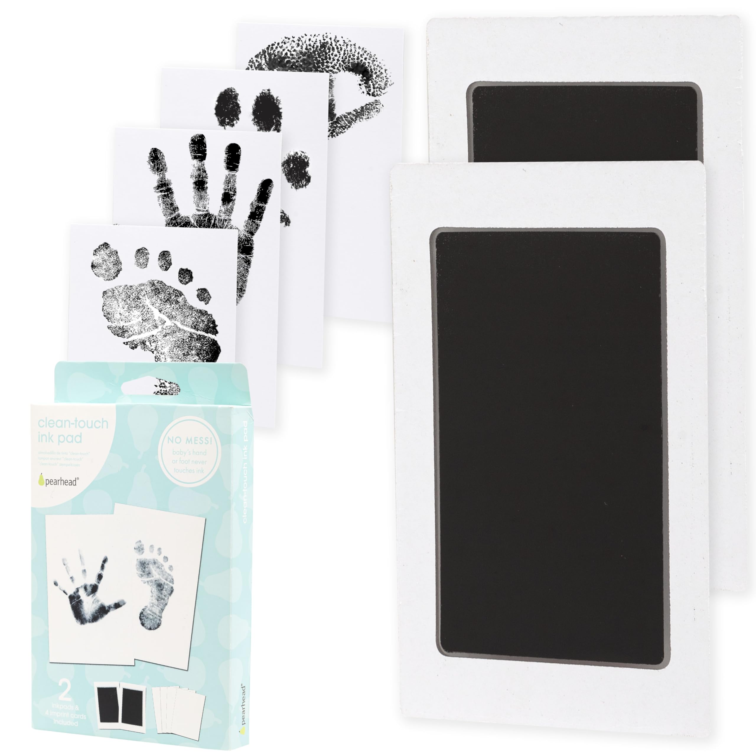 Buy now Pearhead Newborn Baby Handprint and Footprint Kit - No Mess Clean-Touch Ink Pad With Impression Cards, Safe for Skin, Perfect Keepsake for Family, Acid-Free, Black Black 2-Pack at indiglob india