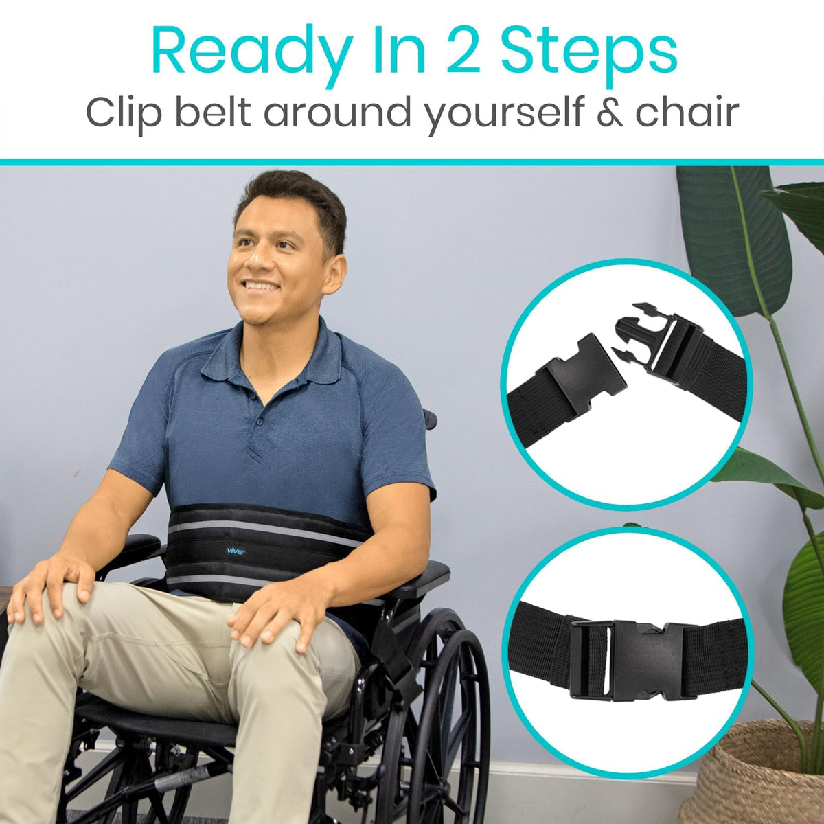 Vive Wheelchair Seatbelt - Safety Belt for the Elderly - Harness for Adults
