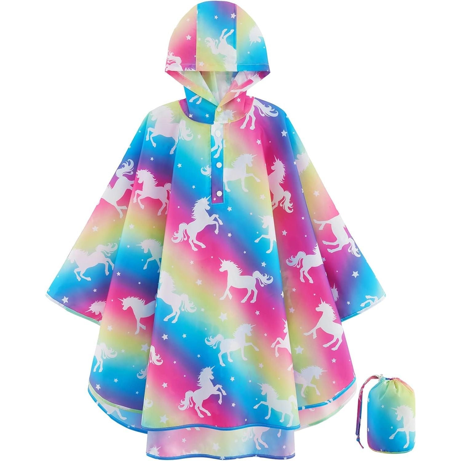Buy now WAWSAM Lightweight Kids Rain Poncho Reusable Toddler Raincoat Waterproof Rain Jacket 3-5T Rainbow at indiglob india