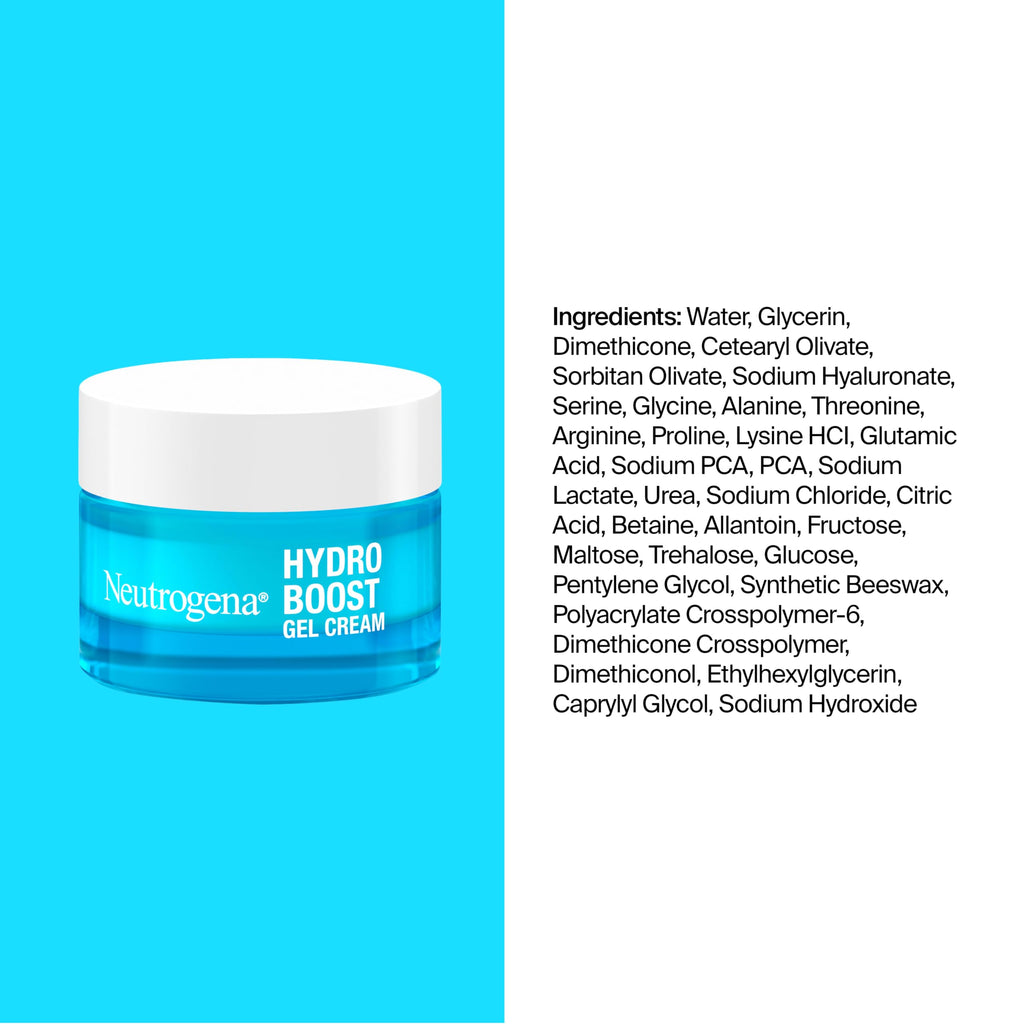 Neutrogena Hydro Boost Hydrating Gel Cream Face Moisturizer, 0.5 fl oz | For Sensitive Skin, Hydrating Gel Cream, Alcohol and Fragrance Free, Hyaluronic Acid, Daily Hydration Routine