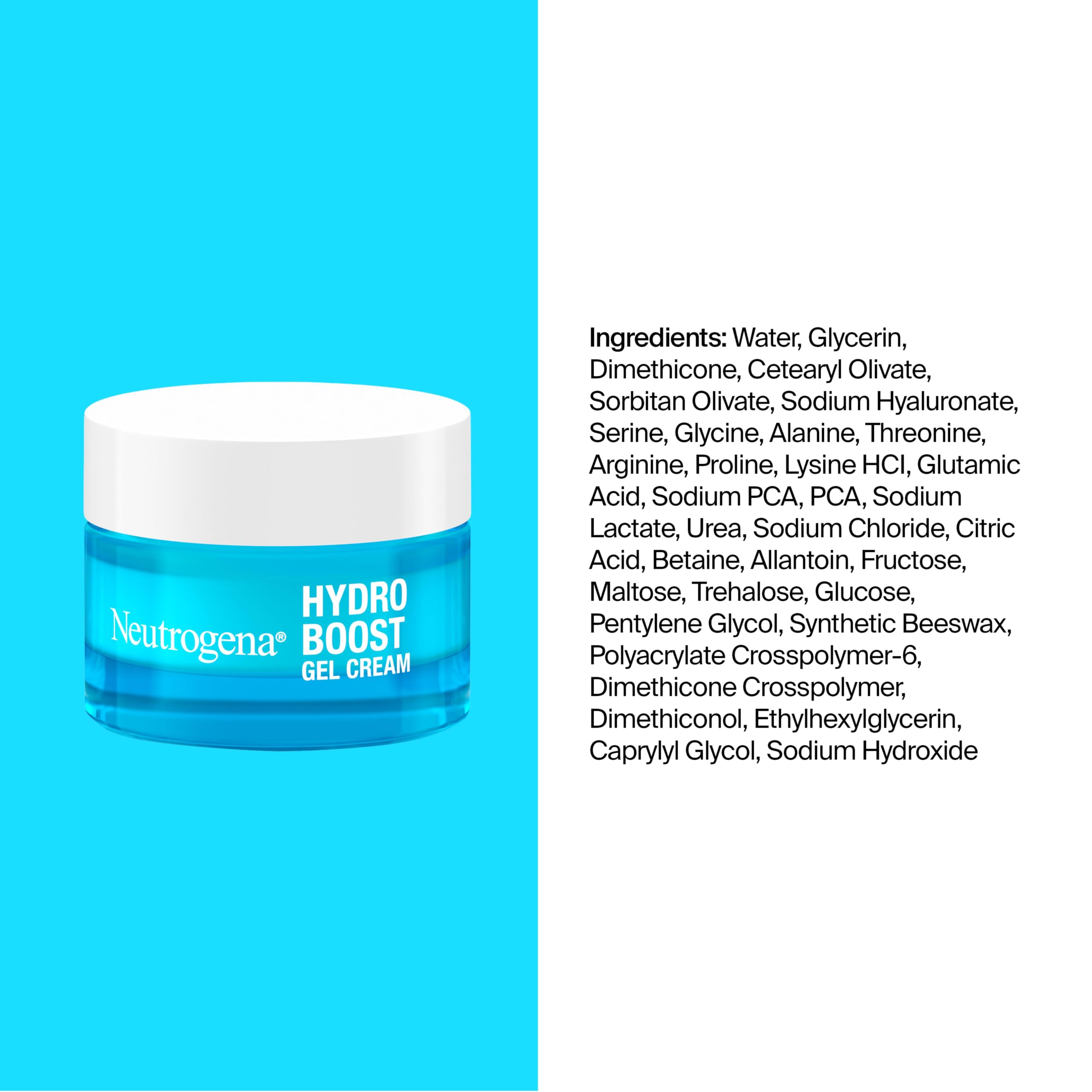 Neutrogena Hydro Boost Hydrating Gel Cream Face Moisturizer, 0.5 fl oz | For Sensitive Skin, Hydrating Gel Cream, Alcohol and Fragrance Free, Hyaluronic Acid, Daily Hydration Routine