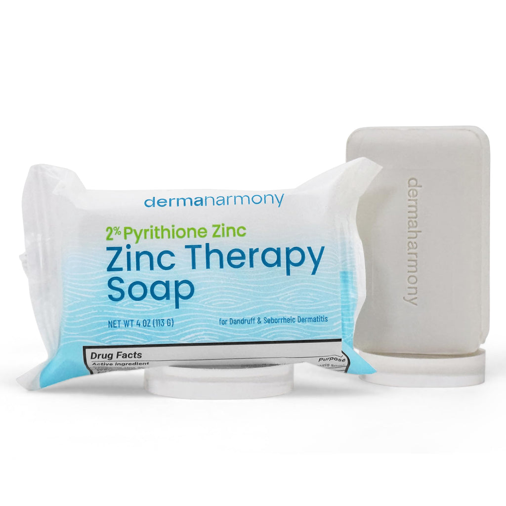 Dermaharmony Set of 2 2% Pyrithione Zinc (ZnP) Bar Soap 4 oz - Crafted for Those with Skin Conditions - Seborrheic Dermatitis, Dandruff, etc.