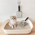 2Pcs Cat Litter Scoop Metal Stainless Steel Mesh Kitty Litter Scoop with Hook, Cat Scooper for Litter Box, Filter Small Pieces Quickly, Easy to Clean and Durable (3mm/5mm Mesh)