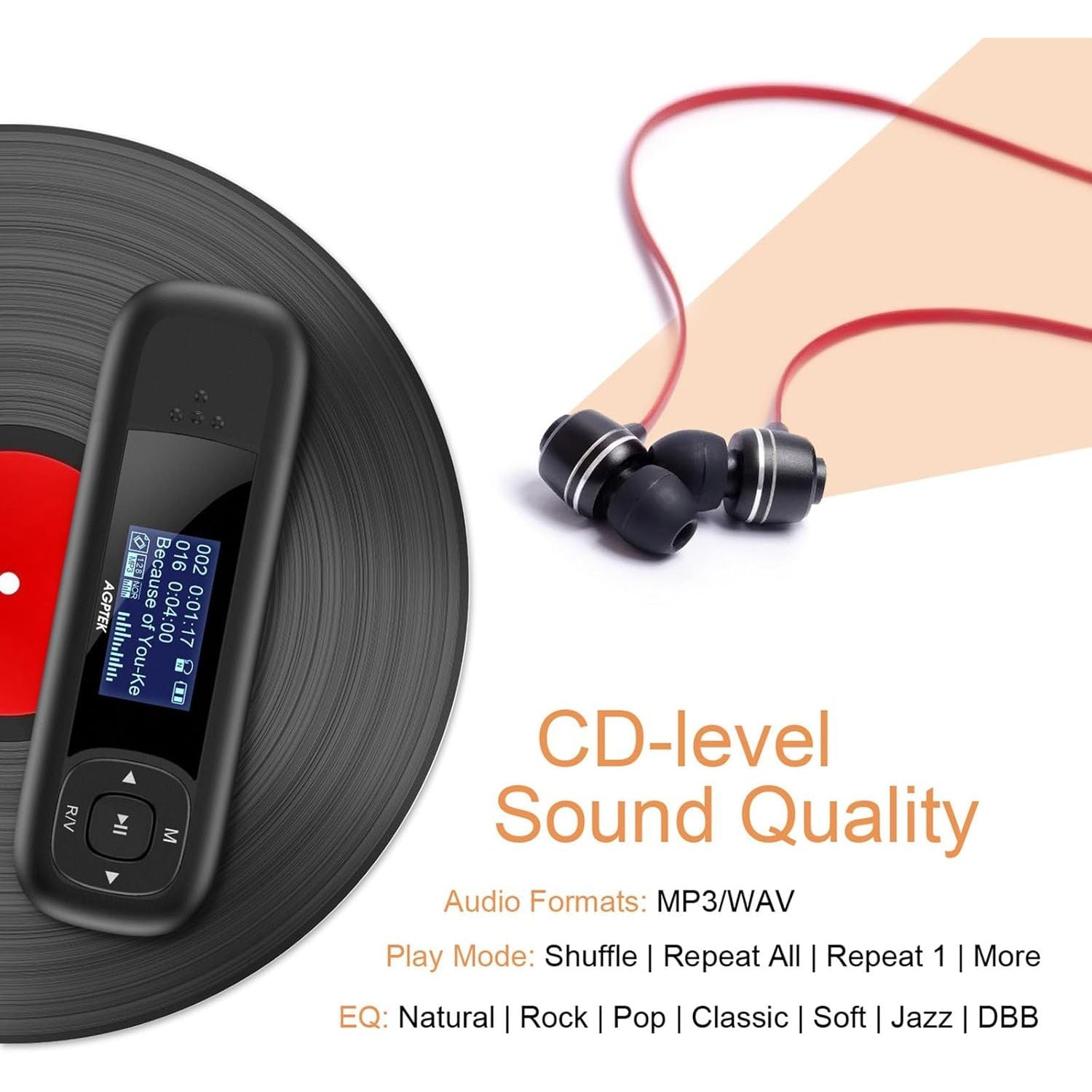 Buy now AGPTEK U3 USB Stick Mp3 Player, 8GB Music Player Supports Replaceable AAA Battery, Recording, FM Radio, Expandable Up to 128GB, Black at indiglob india