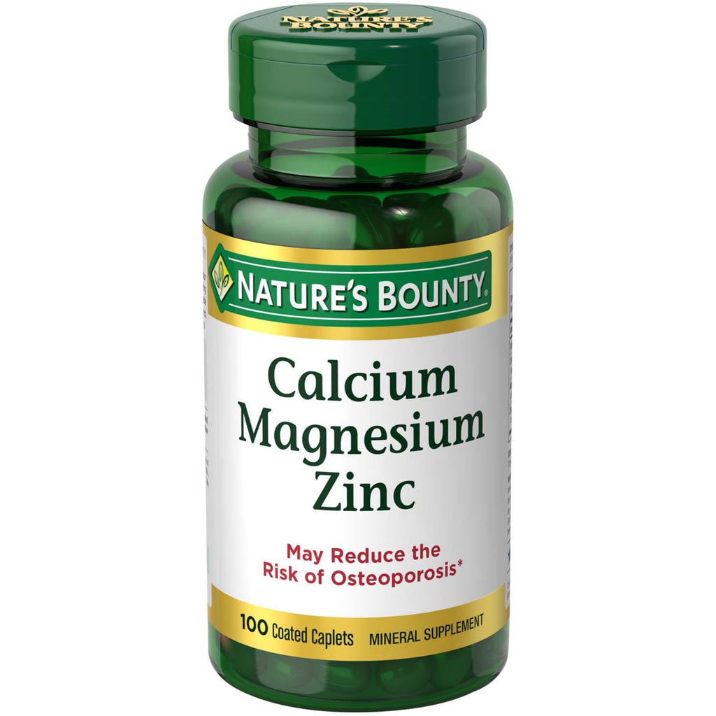 Nature's Bounty Calcium Magnesium & Zinc Caplets, 100 Count