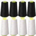Black & White Sewing Thread, 8PCS 40S/2 3000 Yard Spool Serger Thread, All Purpose Polyester Thread Serger Thread Cones