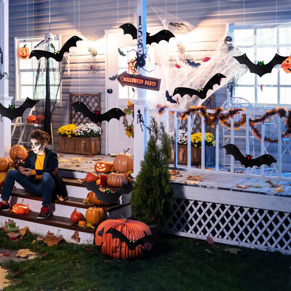 YUJUN Halloween Hanging Bats for 12PCS 3D Halloween Yard Outdoor Decoration