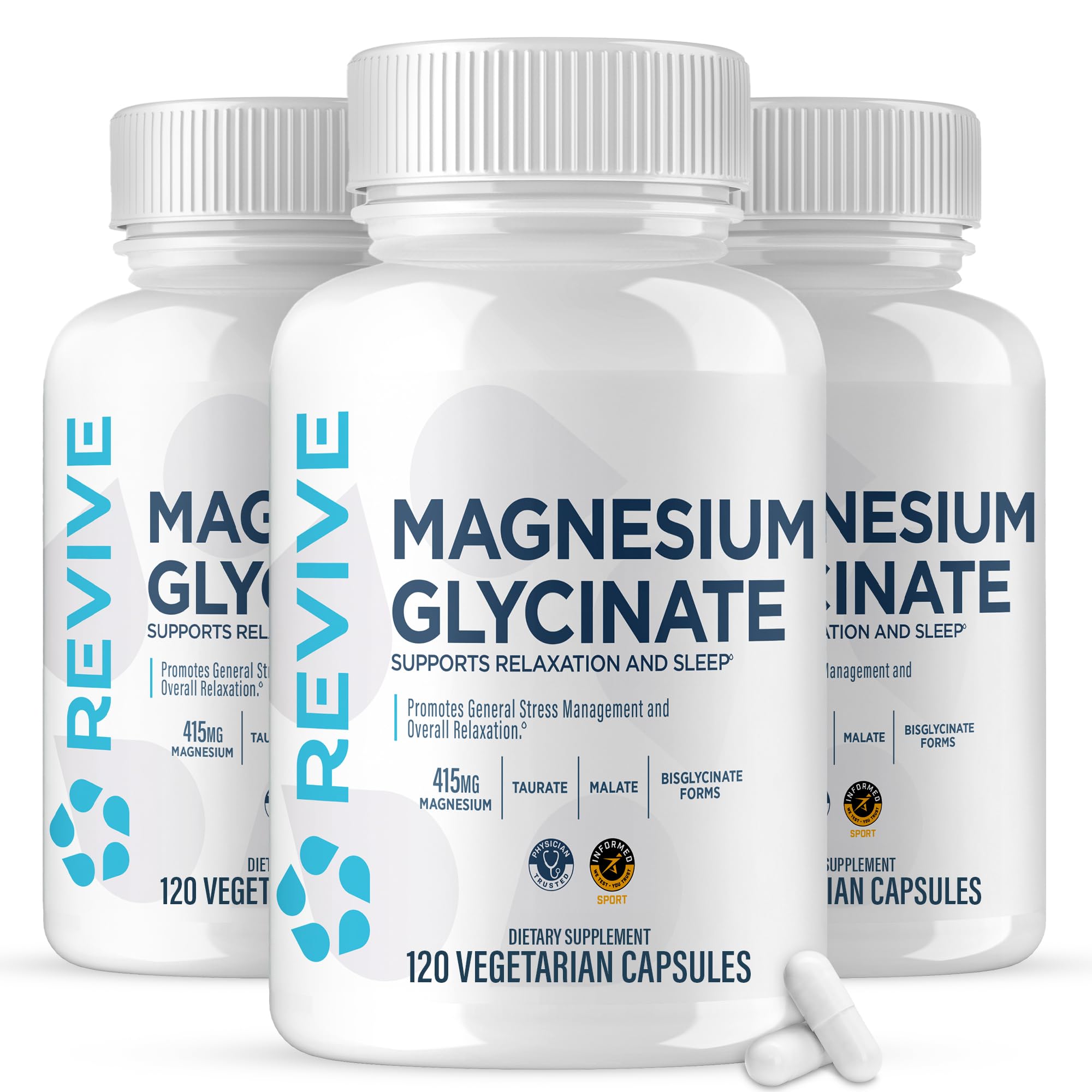 Revive MD Pure Magnesium Glycinate 200mg – High Absorption Supplement for Relaxation, Stress Relief, Sleep & Memory Support – Promotes Strong Bones, Healthy Nerve & Muscle Function (180 Servings)