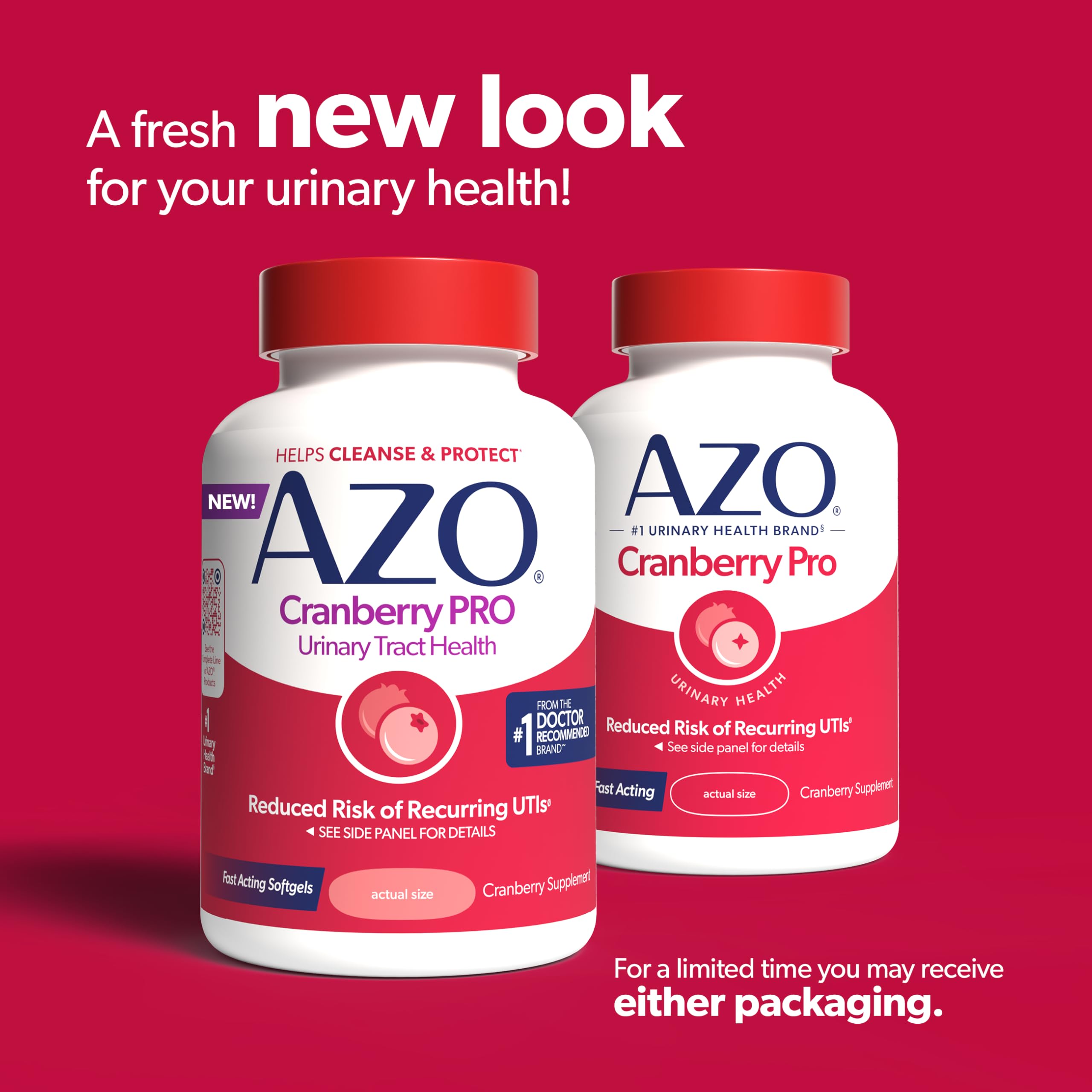 AZO Pro Strength Cranberry Supplement Pills for Women, 600mg, 100 Softgels | Made with Clinically Proven Pacran to Help Cleanse & Protect Urinary Tract Health Bladder Support*, Sugar-free, 50 Day Supply