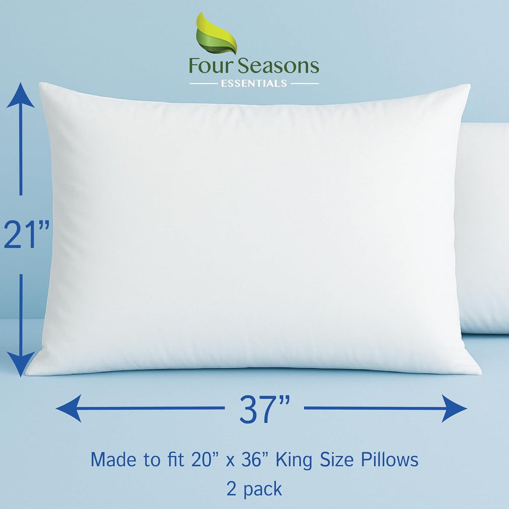 Buy now Four Seasons Essentials Waterproof King Pillow Protectors (Set of 2) – Zippered Pillow Cover Hypoallergenic Dust Allergy Proof Encasement at indiglob india