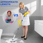 Tile Tub Scrubber Brush with 52-inch Adjustable Long Handle 3-in-1 Rotatable Shower Brush for Cleaning，3 Different Replacement Brush Heads for Cleaning Tub Tile Bathroom Kitchen Walls ，Blue