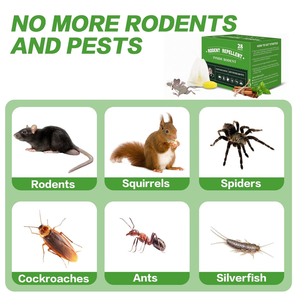 Mouse Repellent Tablets - Peppermint Oil Rodent & Mice Repellent (28 Pack)