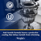 Wright's Silver Cleaner and Polish Cream, 8 Ounce, Gently Clean and Remove Tarnish for Jewelry, Pewter, and Sliver Without Scratching, Ammonia Free