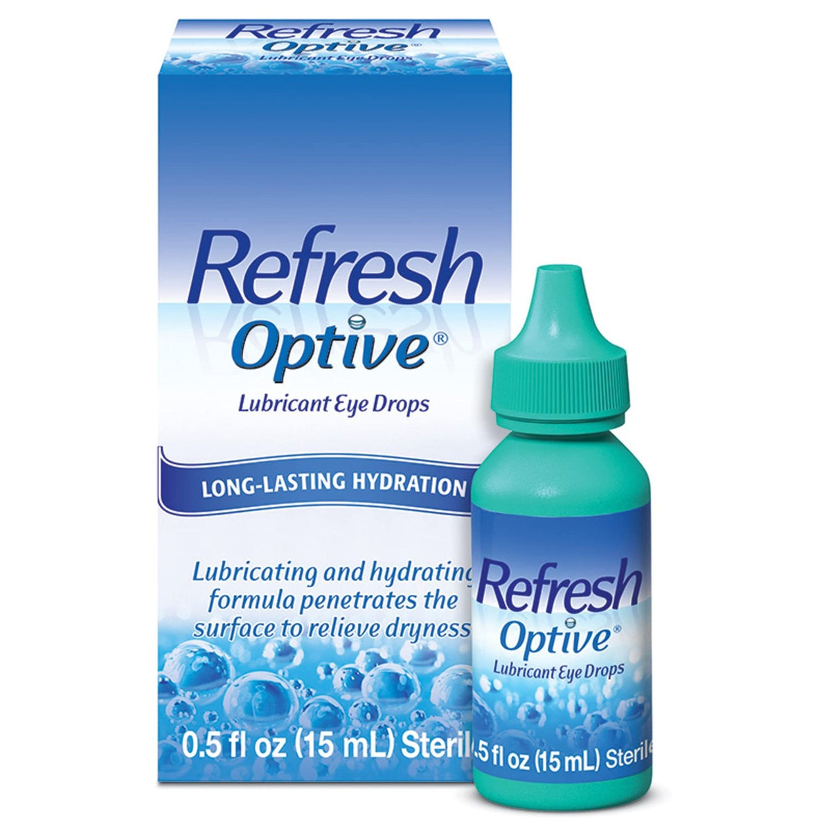 REFRESH OPTIVE Lubricant Eye Drops Artificial Tears, 0.5 fl oz (15 mL)