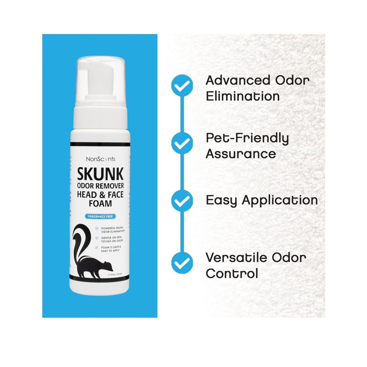 NonScents Skunk Odor Remover Head & Face Foam - Skunk Odor from Pets