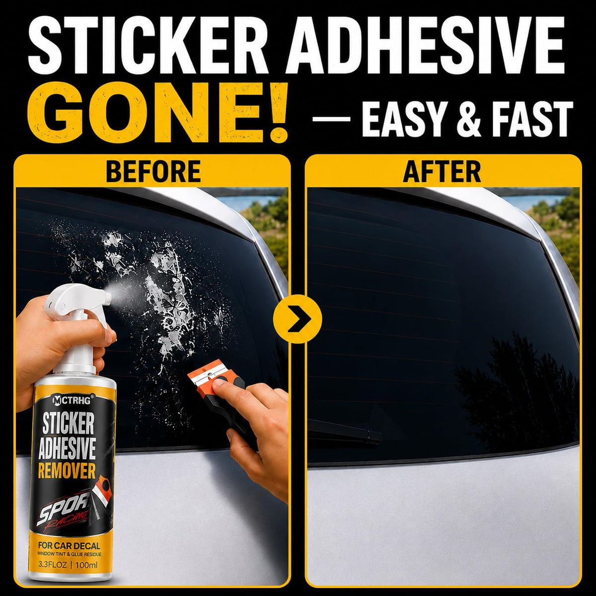 Adhesive Sticker Remover for Removing Car Decal, Window Tint, Glue Residue
