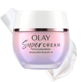 Olay Super Cream with Sunscreen SPF 30, Lightweight Face Moisturizer with Sun Protection, 5-in-1 Skin Care Benefits - Hydrating, Brightening, Firming - Niacinamide, Vitamin C, Collagen Peptide, 1.7 oz